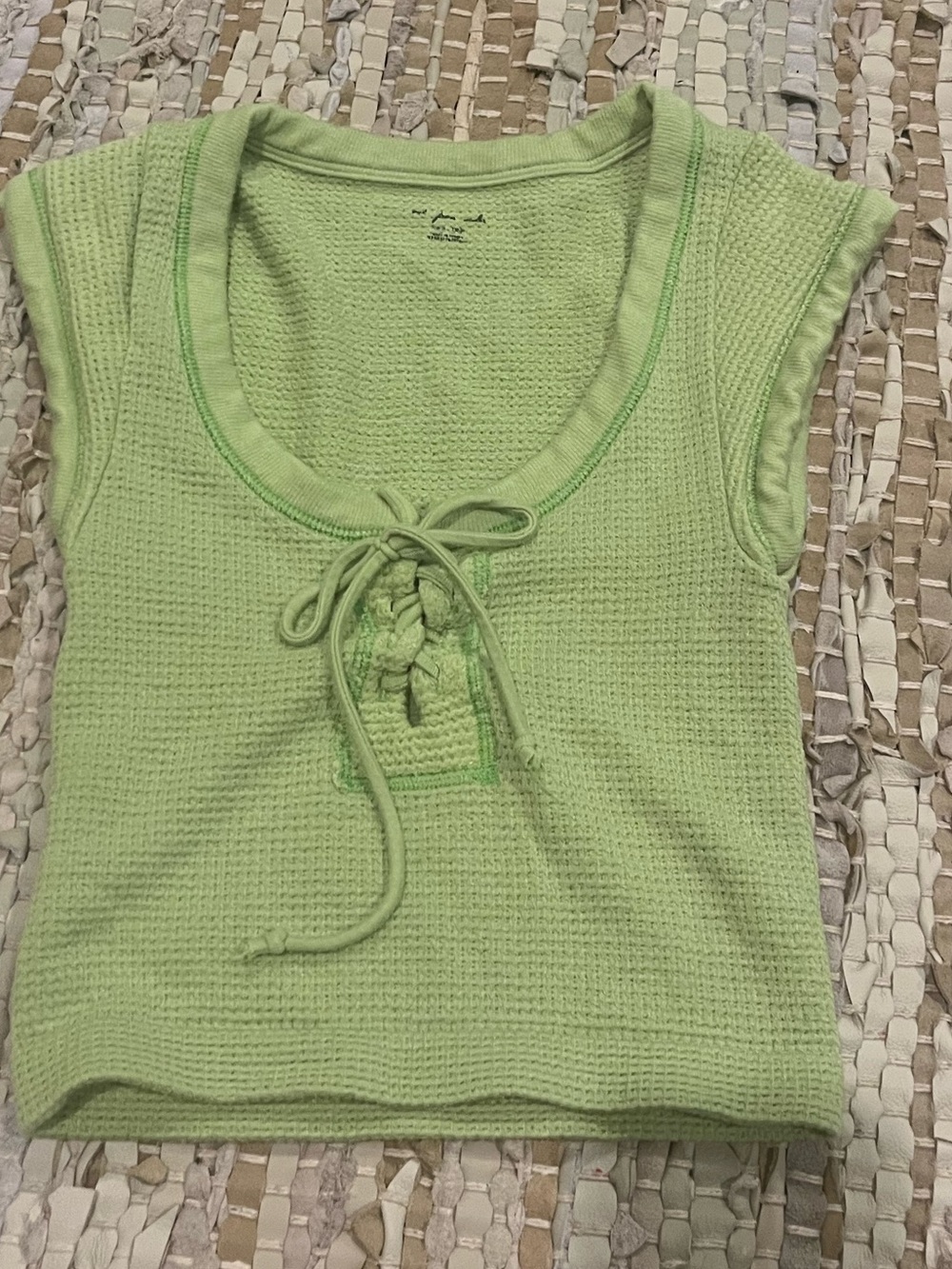 Urban Outfitters Light Green Lace-Up Knit Tank